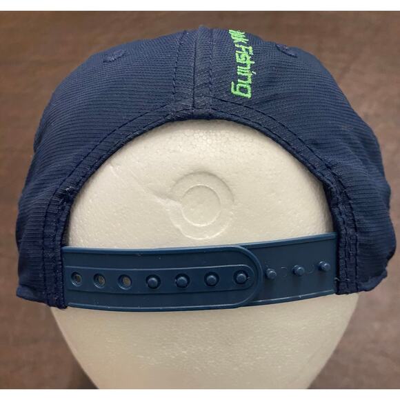 Huk Fishing Performance Snapback Hat Navy Blue Green Logo Adjustable Cap Outdoor - Picture 5 of 8